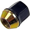 Wheel Lug Nut: M14-1.50 Thread, Conical 60, Dometop, 1.2" Length, Black, 1 Pack