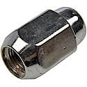 Wheel Lug Nut: 1/2-20 Thread, Conical 60, Acorn, 1.382" Length, Chrome, 1 Pack