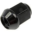 Wheel Lug Nut: M12-1.50 Thread, Conical 60, Dometop Capped, 1.2" Length, Black, 1 Pack