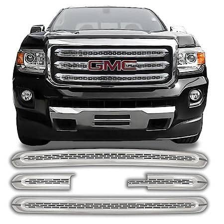 Overlay, Mesh Style, 4 Piece, With Emblem Cutout, Chrome Plated, Abs Plastic