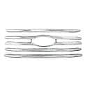 Grille Insert, Overlay, Horizontal Bar Style, 4 Pc, With Emblem Cutout, Chrome Plated, ABS Plastic