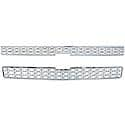 Grille Insert, Overlay, Mesh Style, 2 Piece, With Emblem Cutout, Chrome Plated, ABS Plastic