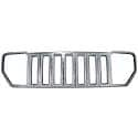 Grille Insert, Overlay, Horizontal Bar Style, 1 Piece, Chrome Plated, ABS Plastic