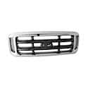 New Standard Replacement Front Grille, Chrome With Black