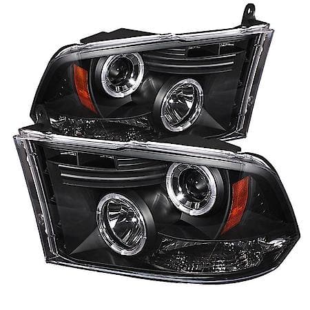 Spyder Auto Headlight Assembly: Pair, Projector Beam With LED Halo