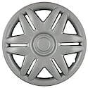 15" Wheel Cover: 12 Spoke, Silver, High Impact Plastic, 4 Pack