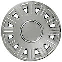 16 Inch, 12 Spoke, Chrome Plated/ Silver, Plastic, Set Of 4, Outside Clip