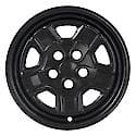 16", 5Indented Spoke, Gloss Black Plastic, Set Of 4, Compatible With Steel Wheel