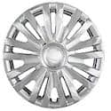 15 Inch, 9 V Spoke, Chrome Plated, Plastic, Set Of 4, Spring Steel Clip