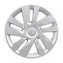 15" Wheel Cover: 10 Spoke, Silver, High Impact Plastic, 4 Pack