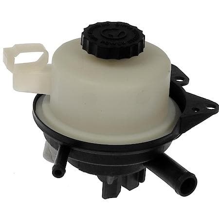 Power Steering Reservoir: Black And White, Plastic, Original Equipment Replacement