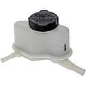 Power Steering Reservoir: Black And White, Plastic, Original Equipment Replacement