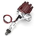 D7120701 Flame-Thrower Electronic Distributor Billet Pontiac V8 with Ignitor III Vacuum Advance Red Cap