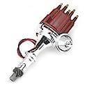 D7120711 Flame-Thrower Electronic Distributor Billet Pontiac V8 with Ignitor III Vacuum Advance Red Male Cap