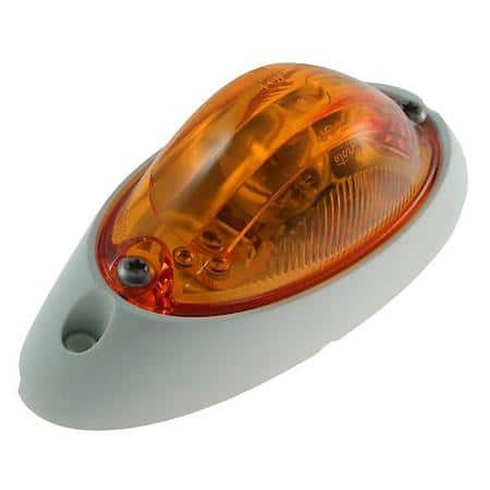 Clear-Marker Lamp, Yellow, Replaceable Lens, aero Side turn, white Base - High impact base