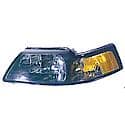 New Economy Replacement Driver Side Headlight Lens And Housing, With Black Bezel