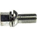 Wheel Bolt: M14-1.50 Thread Size, Ball Seat Style, 17 mm Hex Size, Silver, 1 Pack