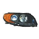 New OEM Replacement Passenger Side Halogen Headlight Lens And Housing, With Amber Turn Signal