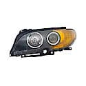 New OEM Replacement Driver Side Halogen Headlight Lens And Housing, With Amber Turn Signal