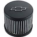 Push-In Air Breather Cap, Black Crinkle, w/ Filter, No Hood, Fits Hole Size 1.22 Inches, 3" Diameter