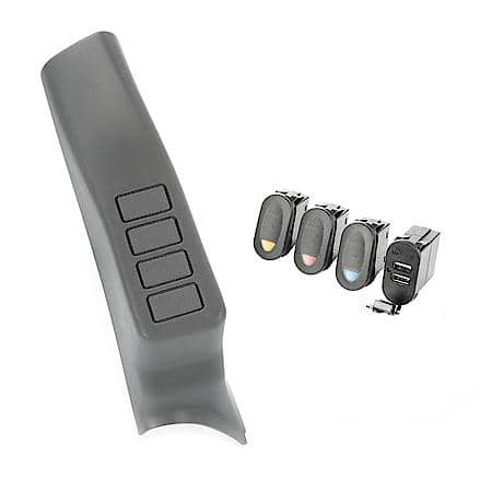 Switch Pod Kit; A-Pillar; 3 Switch; Dual USB Connector; 07-10 Wrangler