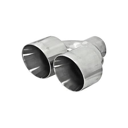 Exhaust Tip - Dual 4.00 in. Angle Cut Polished SS Fits 2.50 in. Tubing - Weld on