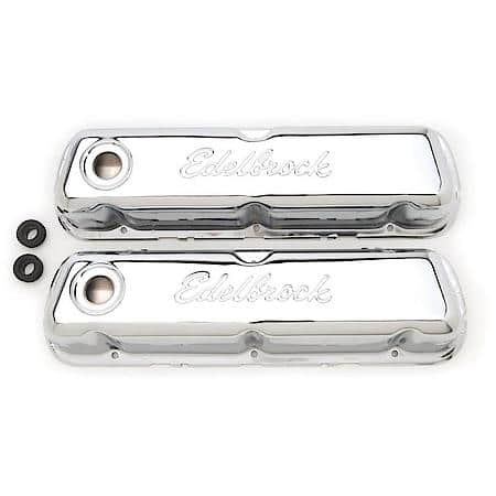 Signature Series Valve Covers: Small Block Ford 221-351W 62-95, Chrome Steel