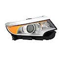 New Standard Replacement Passenger Side Halogen Headlight Assembly, Bright Chrome Bezel