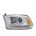 New CAPA Certified Standard Replacement Driver Side Head Light Assembly, Halogen, Chrome