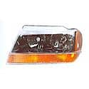 New Economy Replacement Driver Side Headlight Assembly, Smoked Lens With Amber Park Lens