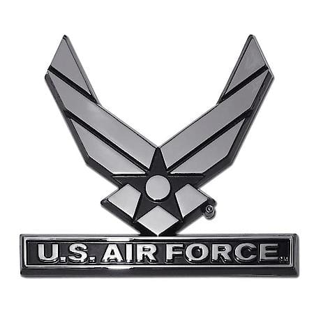 U.S. Airforce Chrome Auto Emblem: Air Force Wings Metal Emblem, UV Protection