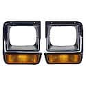 New Standard Replacement Passenger Side Head Light Door, Chrome And Black, Includes Amber Lens