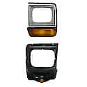 New Standard Replacement Driver Side Head Light Door, Painted Silver And Black, Includes Amber Lens