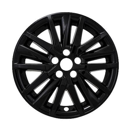 18", 15 Spokes, Snap-On, Painted, Gloss Black, Abs Plastic, Set Of 4
