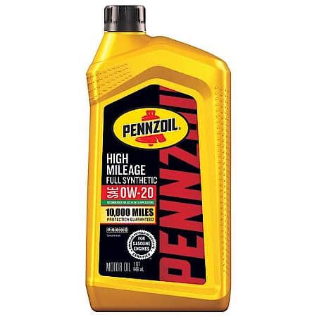 High Mileage 0W-20 Full Synthetic Motor Oil, Reduces Oil Consumption, 1 Quart