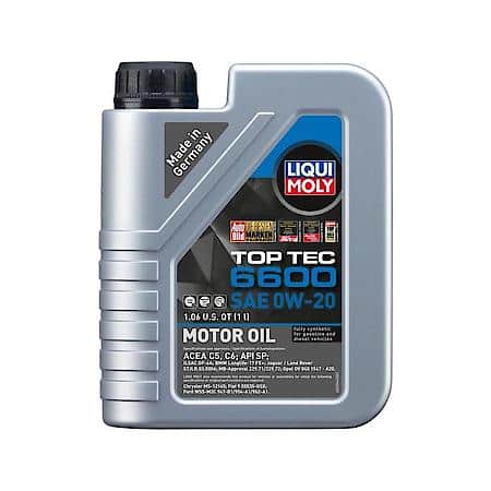 Top Tec 6600 0W-20 Full Synthetic Motor Oil, Improves Engine Efficiency, 1 Liter