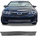 Bumper Grille Insert, Overlay, Horizontal Bar Style, 4 Piece, Chrome Plated, ABS Plastic