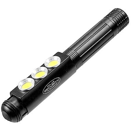 LED Flashlight - Police Security, Triple Threat - 3 large LEDs on a pen style body - 3 AA batteries