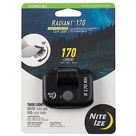 Radiant 170 Rechargeable Clip Light - Black