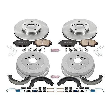 Front and Rear Autospecialty Stock Replacement Brake Shoe Drum Pad and Rotor Kit