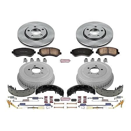 Front and Rear Autospecialty Stock Replacement Brake Shoe Drum Pad and Rotor Kit