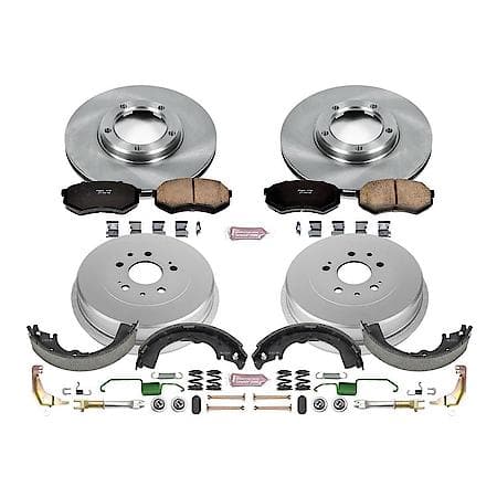 Front and Rear Autospecialty Stock Replacement Brake Shoe Drum Pad and Rotor Kit