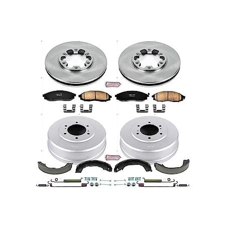 Front and Rear Autospecialty Stock Replacement Brake Shoe Drum Pad and Rotor Kit