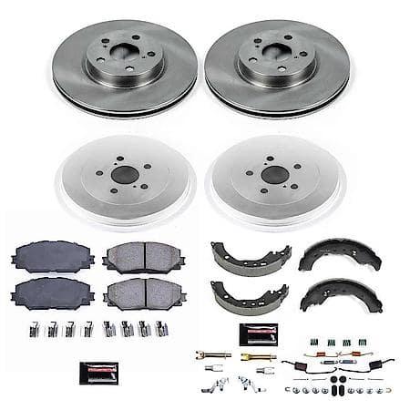 Front and Rear Autospecialty Stock Replacement Brake Shoe Drum Pad and Rotor Kit