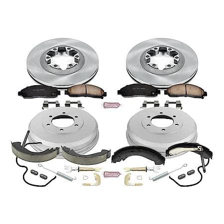 Front and Rear Autospecialty Stock Replacement Brake Shoe Drum Pad and Rotor Kit