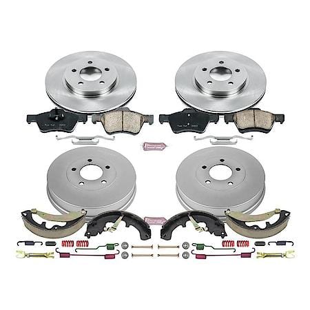 Front and Rear Autospecialty Stock Replacement Brake Shoe Drum Pad and Rotor Kit