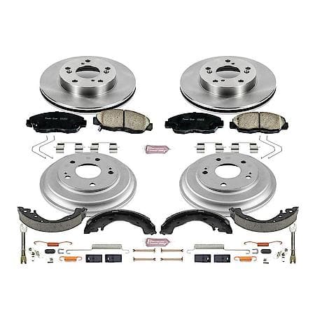 Front and Rear Autospecialty Stock Replacement Brake Shoe Drum Pad and Rotor Kit