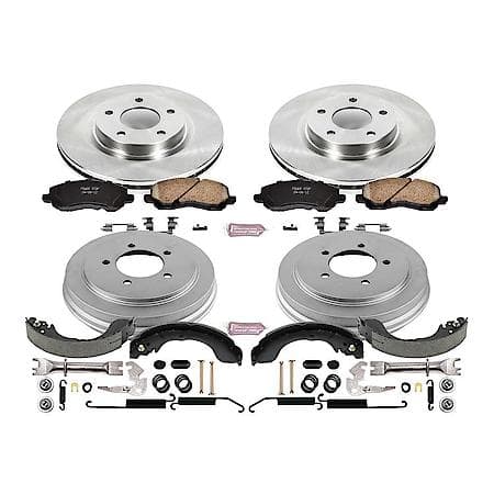 Front and Rear Autospecialty Stock Replacement Brake Shoe Drum Pad and Rotor Kit