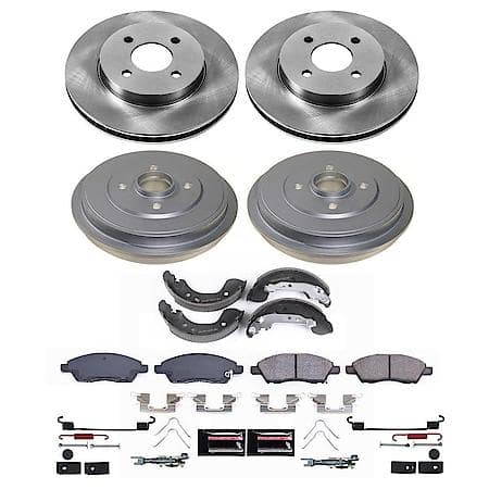 Front and Rear Autospecialty Stock Replacement Brake Shoe Drum Pad and Rotor Kit