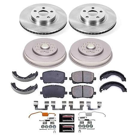 Front and Rear Autospecialty Stock Replacement Brake Shoe Drum Pad and Rotor Kit
